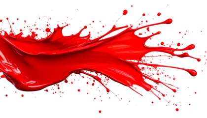 Vibrant red paint stroke texture artistic brushstroke design element graphic resource illustration isolated on transparent background