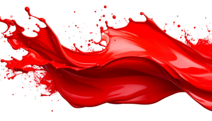 Vibrant red paint stroke texture artistic brushstroke design element graphic resource illustration isolated on transparent background