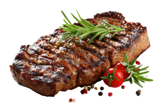Grilled steak preparation kitchen food cozy environment isolated on transparent background