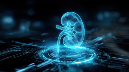 x ray scan  Translucent image of the kidney abstract blue background