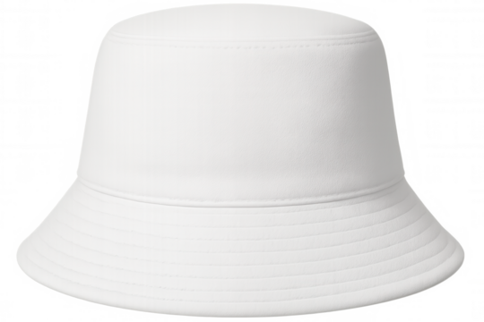 Classic white bucket hat isolated on transparent background, perfect for showcasing designs and logos