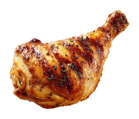 Grilled chicken leg drumstick backyard bbq food isolated on transparent background