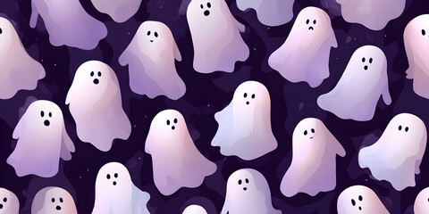 Ghost seamless pattern Halloween vector spooky scarf isolated repeat wallpaper tile background devil evil cartoon illustration doodle gift wrap paper white design