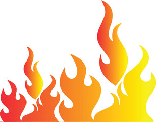 Crayon drawn red fire flames icons collection. Hand drawn doodle flames stickers.
