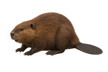 North american beaver standing on transparent background