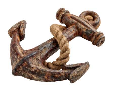 Rusty anchor displayed on vintage maritime isolated on transparent background - Powered by Adobe