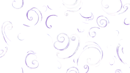 Delicate purple watercolor swirls and brush strokes on a clean transparent background, creating an abstract and artistic pattern