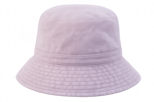 Pastel pink bucket hat floating against transparent backdrop, providing chic sun protection with lightweight summer fashion appeal