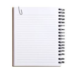 blank notebook paper isolated with clips