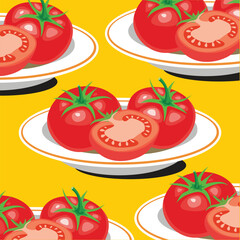Vector illustration of tomato presented for meal..eps
