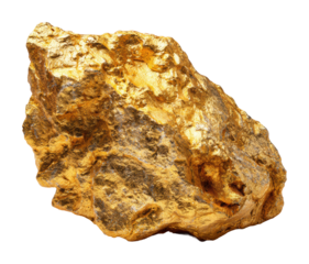 Mining gold nugget discovery natural landscape mineral collection isolated on transparent background