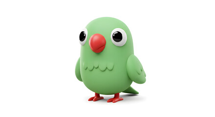 Fototapeta premium A charming illustration of a vibrant green parrot, rendered in a delightful cartoon style, perfect for conveying joy and the beauty of nature, ideal for educational materials