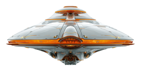 Futuristic alien spaceship outer space digital sci-fi isolated on transparent background