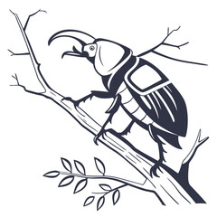 Stag beetle on branch insect tree