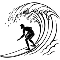 silhouette of a surfer on the beach