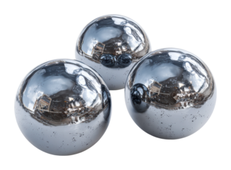 Reflective metallic spheres product isolated on transparent background