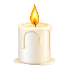 Isolated Wax Candle with Flame Light on Transparent Background PNG