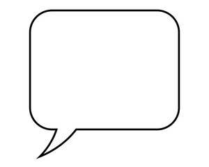 speech balloon, one empty white speech bubble in the shape of a rounded rectangle, outline illustration
