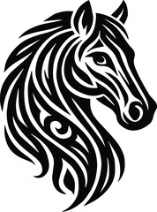 Horse Head Silhouette Vector | Elegant Horse Face Outline Design