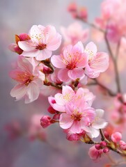 Obraz premium the background of a beautiful pink cherry blossom