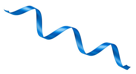 Bright blue ribbon twisting elegantly in a dynamic shape on a transparent background for creative designs and decorations