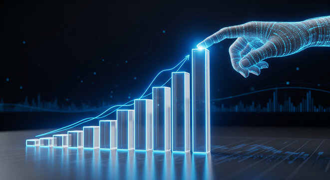 business visualization transparent 3d bar chart glowing performance - Powered by Adobe