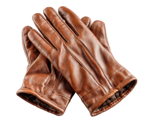 Brown leather glove pair cold weather accessory elegant stylish protective soft texture isolated on transparency background fashion autumn winter comfortable classic design