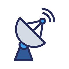 Illustration of a satellite dish emitting radio waves, demonstrating communication technology