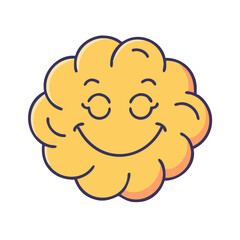 Cute Smiling Cloud Illustration with Closed Eyes and Warm Yellow Color