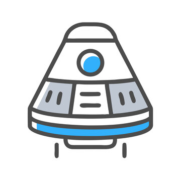Simple and clean vector graphic design of a space capsule or spaceship