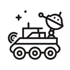 Minimalistic Illustration of a Rover Exploring Extraterrestrial Worlds with Communication Array