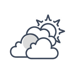 Stylized sun peeking through clouds, a simple weather icon design