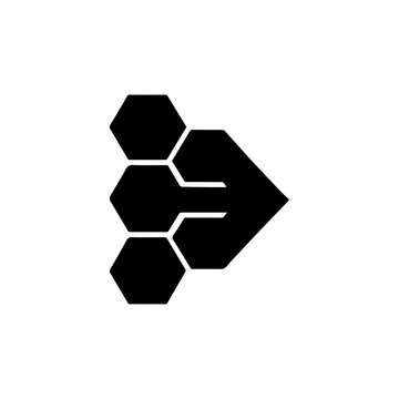 Arrowhead created from interlocking geometric hexagons vector