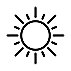 Simple sun illustration with radiating beams, perfect for summertime weather symbols