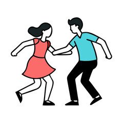 A couple is swing dancing together in this minimalist style illustration