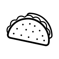 Simple graphic illustration of a taco with black lines and filling