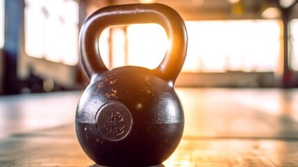 Dynamic kettlebell workout at the gym: Inspiring fitness motivation for strength training - Powered by Adobe