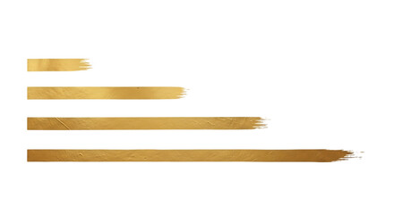 Elegant golden brush strokes isolated on transparent background for design and decoration projects