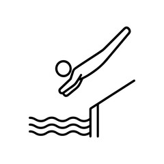 Line icon jumping from platform into water vector on white background
Vector line icon on white background