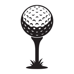 Golf Ball on Tee Sports Equipment Silhouette Vector Icon