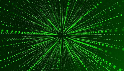 Green abstract background with glowing dots and lines emanating from center