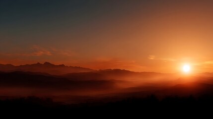 Fototapeta premium Majestic mountain landscape at golden hour sunrise