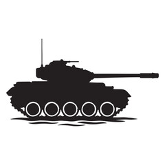 Military Battle Tank War Vehicle Silhouette Vector Illustration