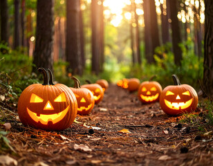 halloween pumpkin in the forest
