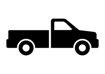 High-Quality Black Silhouette Pickup Truck Icon for Graphic Design Projects, Best-Selling Vector Illustration for Websites and Apps © MetaPixel Studio