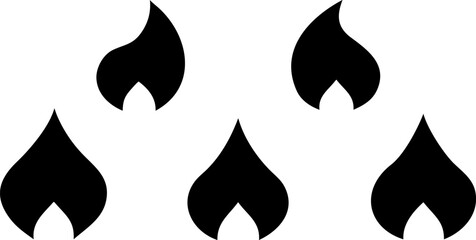 Set of ten black flame vector icons