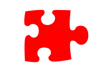 red puzzle with missing piece isolated