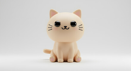 Obraz premium Adorable, cute, and charming beige cat lamp, a delightful home decor element, perfect for adding a touch of whimsy and warmth to any room's aesthetic