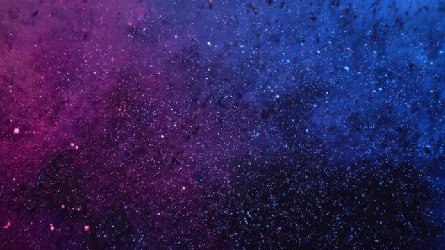 Mesmerizing Cosmic Journey Through Floating Particles in a Blue and Purple Nebula