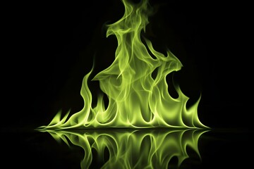 Intense neon green flames flicker from the lower edge over a pitch-black background, producing a striking contrast that’s perfect for abstract design, fantasy fire borders, or creative digital visual 